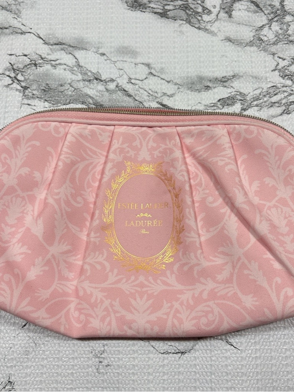Estee Lauder Pink Cosmetic Pouch with Gold Logo